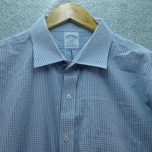Brooks Brothers 17.5-6/7 Long Sleeve Button‎ Down Dress Shirt Blue Check Regent